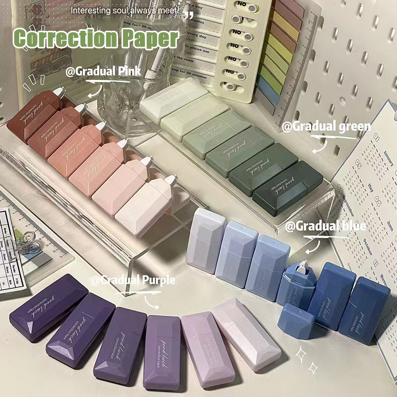 Correction Tape Roller - 6PC kaartstijl gradiëntcorrectietape voor studentengebruik Stille