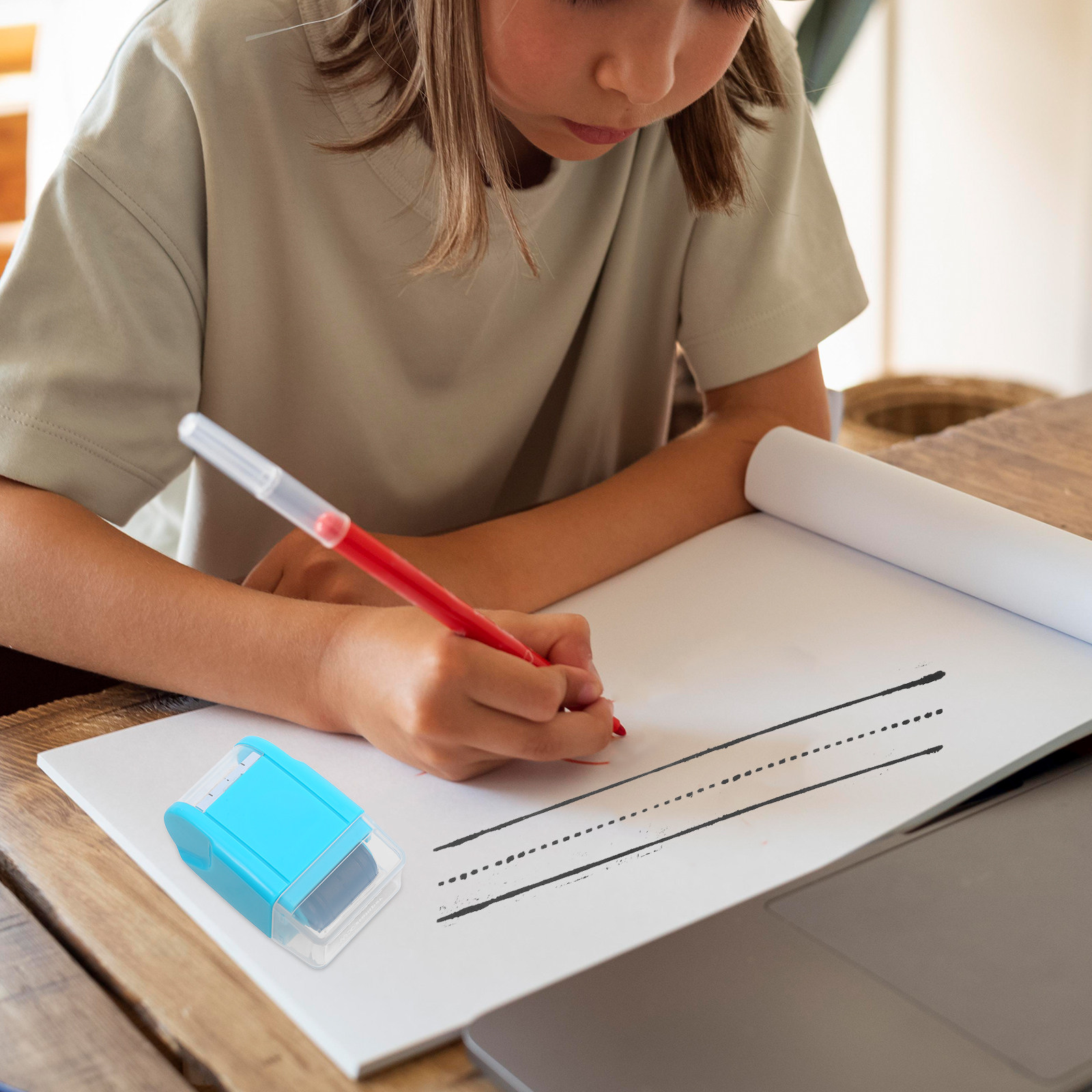 Self Inking Stamp - Oefenroller met gestreepte lijnen voor handschrift,