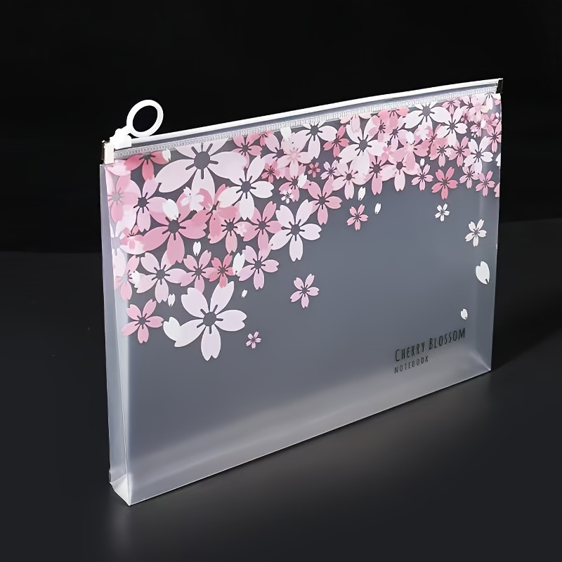 Portfolio Folder Zip - Willekeurig patroon transparant A4 kersenbloesem-stijl dossiermap