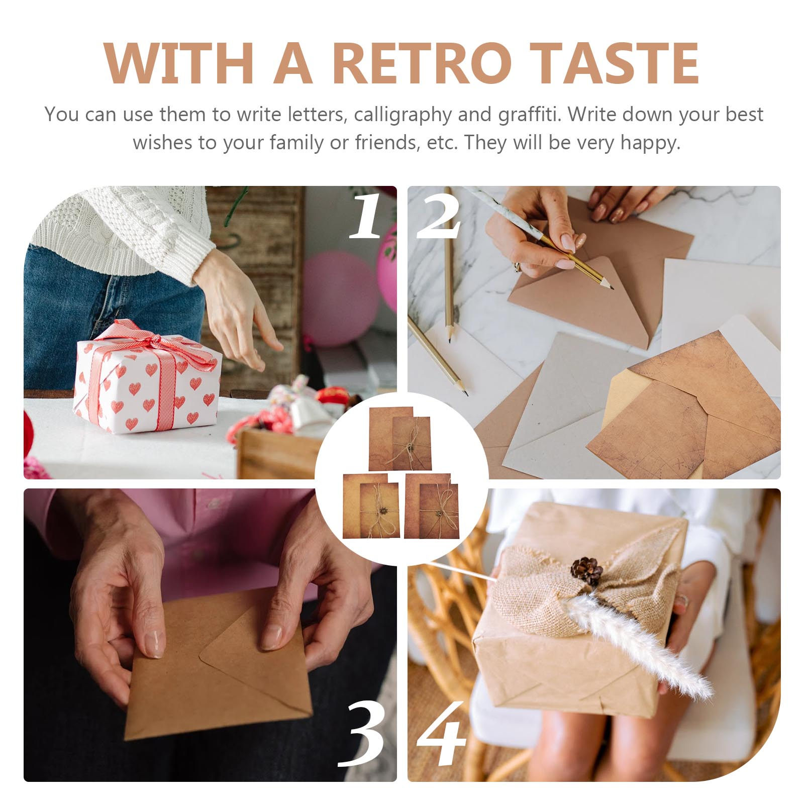Vintage set met bedrukt papier - Letter Envelope Kraft recensie en prijs